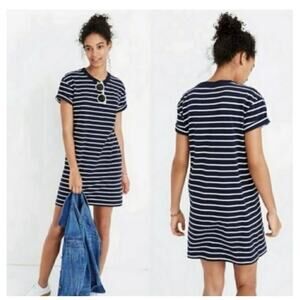 Madewell Epperson Blue and White Stripe Shirt Dress size SMALL